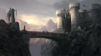 Castles bridges artwork medieval wallpaper