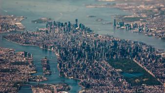 Cityscapes new york city tilt-shift aerial photography wallpaper