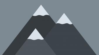 Gray minimalistic mountains snow caps wallpaper