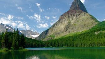 Mountains landscapes nature trees forests snowy peaks