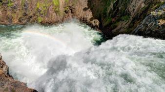 Nature usa waterfalls yellowstone national park wallpaper