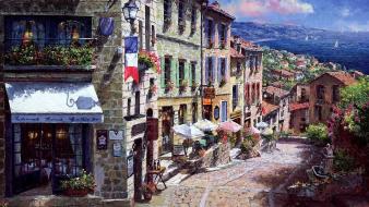 Paintings streets buildings artwork skyscapes wallpaper