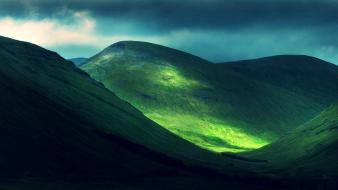 Atmospheric clouds green landscapes light wallpaper