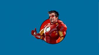 Sunglasses tony stark thumbs up blue background wallpaper