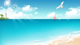 Tropical beach cartoon wallpaper