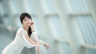 White dress black hair yeon ba bin wallpaper