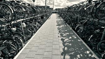 Bike monochrome parking lot wallpaper