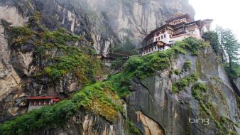 Bing bhutan buildings monastery mountains wallpaper
