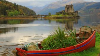 Mountains landscapes castles ruins boats scotland lakes wallpaper