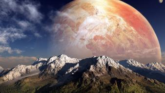 Mountains planets artwork