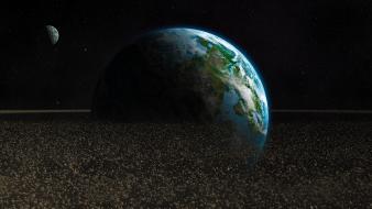 Outer space earth digital art wallpaper
