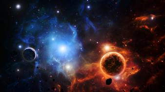 Artwork asteroids nebulae outer space planets wallpaper