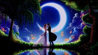 Backgrounds moonlight wedding wallpaper