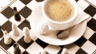 Coffee cups raffaello chess board wallpaper