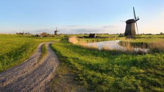 Farm landscapes nature trails windmills wallpaper