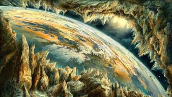 Paintings outer space planets earth rocks artwork art wallpaper