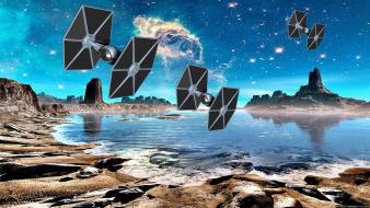 Stars planets spaceships science fiction tie fighter wallpaper
