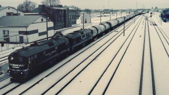 Winter snow trains train stations monochrome locomotives railway wallpaper