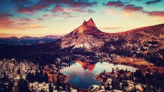 Yosemite national park clouds lakes landscapes mountains wallpaper