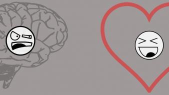 Brain funny hearts minimalistic smiley wallpaper