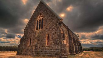 Clouds landscapes trees hills church hdr photography skies wallpaper