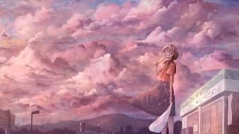 Clouds scenic original characters sky bou sakimori wallpaper