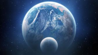 Earth moon artwork outer space wallpaper