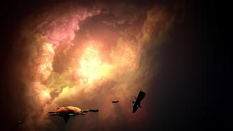 Fantastic digital art futuristic outer space red sky