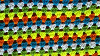 Green blue white yellow orange crochet double wallpaper