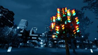 Light cityscapes traffic sculpture lights wallpaper
