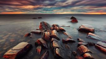 Long exposure nature rocks sea sunset wallpaper