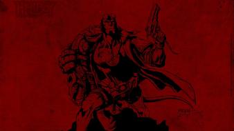 Red hellboy artwork widescreen wallpaper
