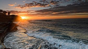 Sunrise clouds horizon spain sunlight valencia alicante beach wallpaper