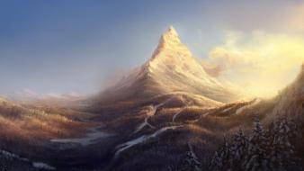 Artwork mountain peak wallpaper