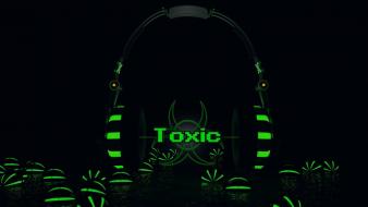 Balls green headphones music toxic wallpaper
