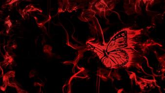 Dark fire artwork butterflies red and black wallpaper