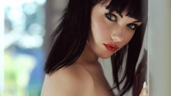 Eyes mellisa clarke faces bangs black hair wallpaper