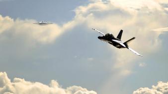 F-18 hornet ufo skies wallpaper