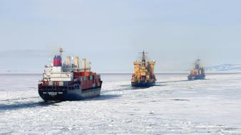 Ice winter ships icebreaker wallpaper