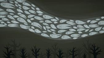 Minimalistic trees ghosts surreal art sarah goodreau wallpaper