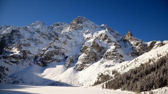 Mountains landscapes nature winter snow outdoors blue skies wallpaper