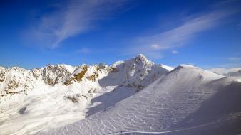 Mountains landscapes nature winter snow outdoors blue skies wallpaper