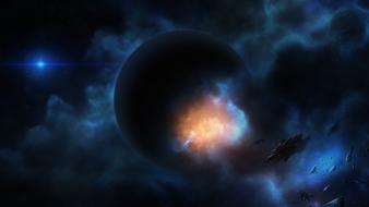 Outer space planets digital art artwork wallpaper