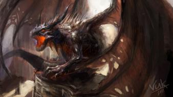 Paintings wings dragons monsters fire fantasy art artwork wallpaper