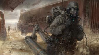 Soldiers futuristic artwork wallpaper