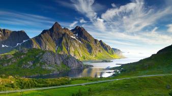 Water mountains clouds nature wallpaper