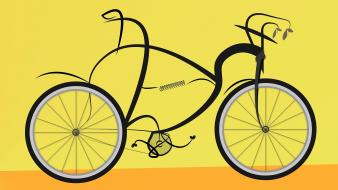 Artwork bicycles drawings yellow wallpaper