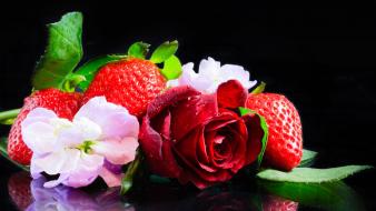 Flowers food strawberries roses