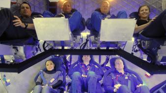 Futuristic technology astronauts spaceships rocket seats wallpaper