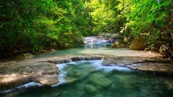 Green water nature trees asia thailand rivers forest